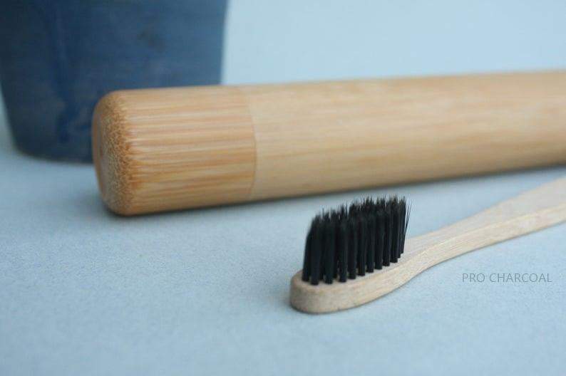 Pitch Black Bamboo Wood Toothbrush - Pro Charcoal