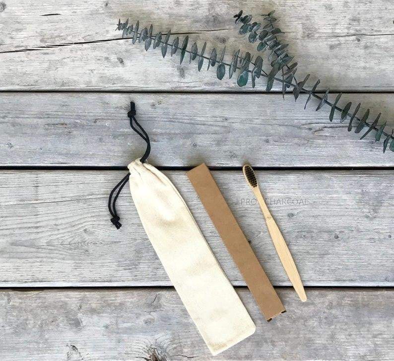 Pitch Black Bamboo Wood Toothbrush - Pro Charcoal